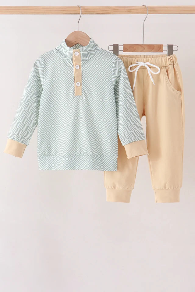 PRESALE - Khaki Geo Diamond pants set - ETA 9/14/26