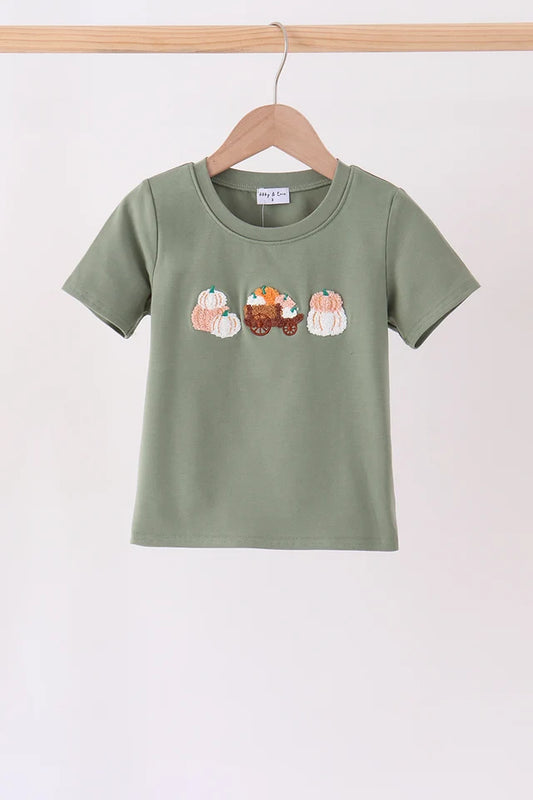 Green pumpkin french knot top