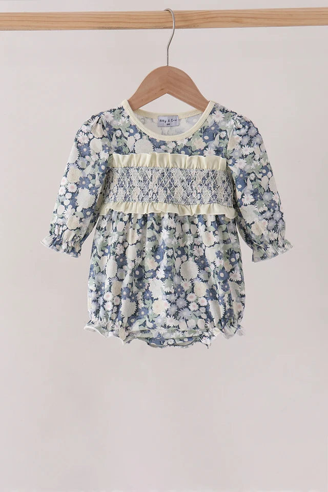 Vintage Floral Smocked Ruffle Bubble (ETA: 10/21/26)