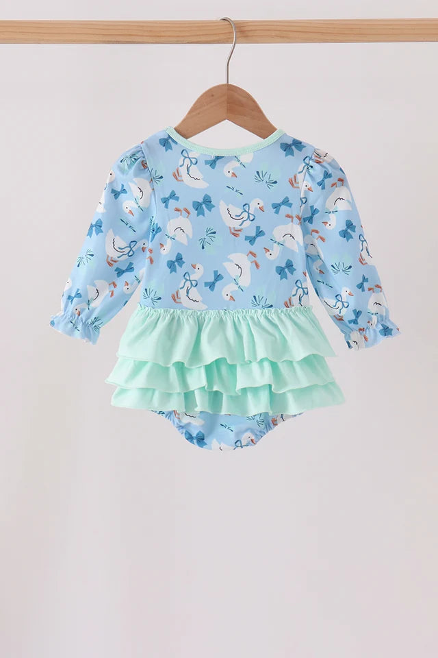 Blue goose bow embroidery ruffle bubble (ETA: 9/30/26)