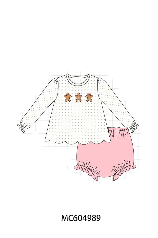 Pink Gingerbread Embroidery Bloomer Set (ETA: 10/5/26)