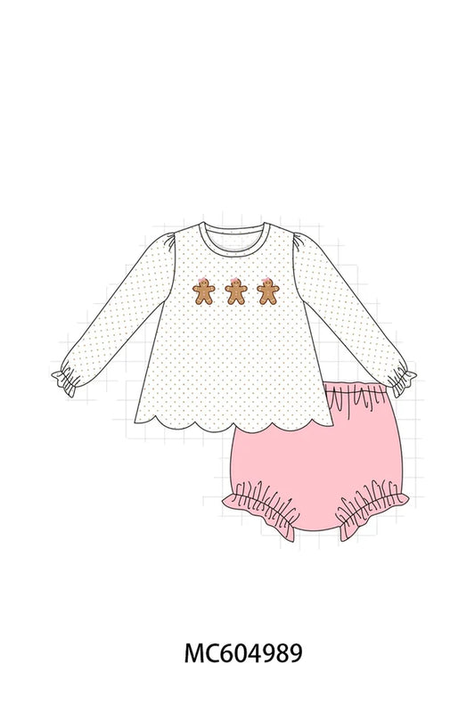 Pink Gingerbread Embroidery Bloomer Set (ETA: 10/5/26)