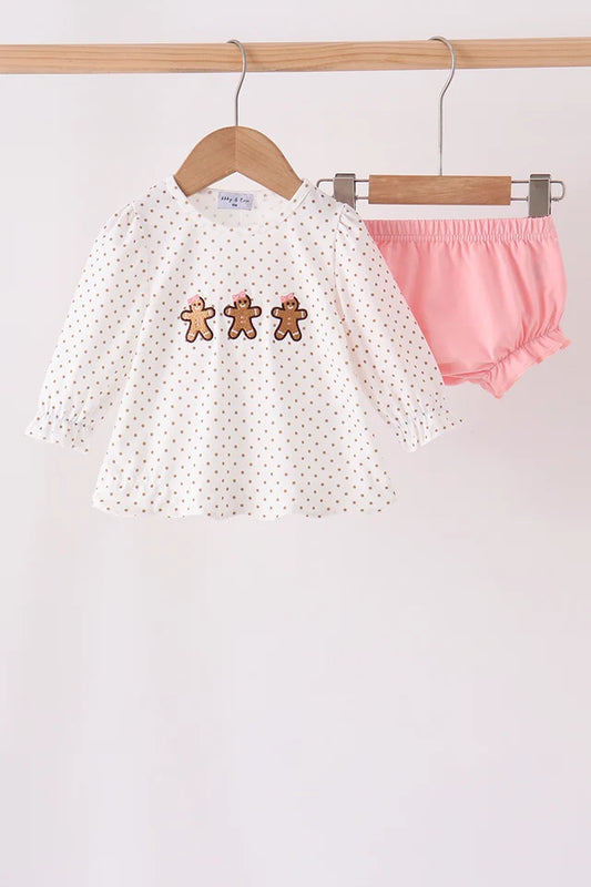 Pink Gingerbread Embroidery Bloomer Set