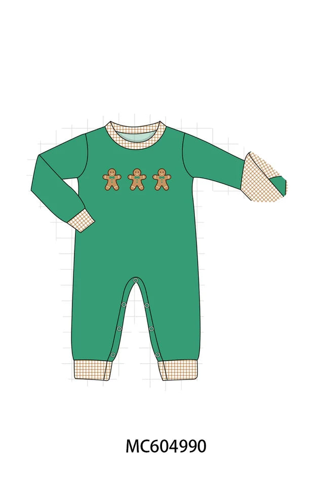 Green Gingerbread Embroidery Romper (ETA: 10/5/26)