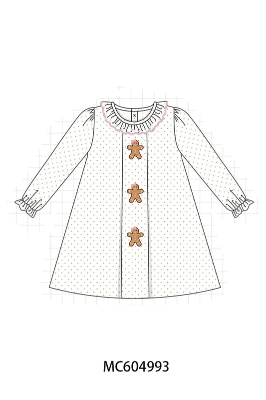 Gingerbread Embroidery Ruffle Dress (ETA: 10/5/26)