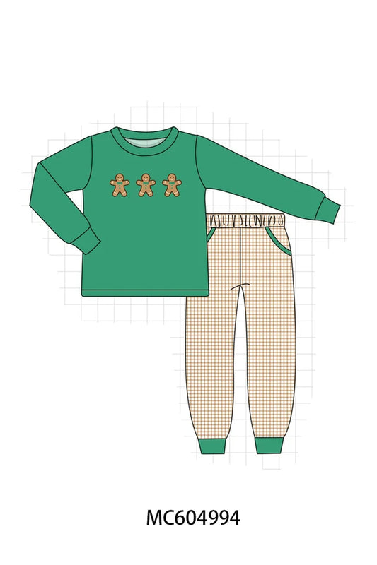 Green Gingerbread Embroidery Gingham Pants Set (ETA: 10/5/26)