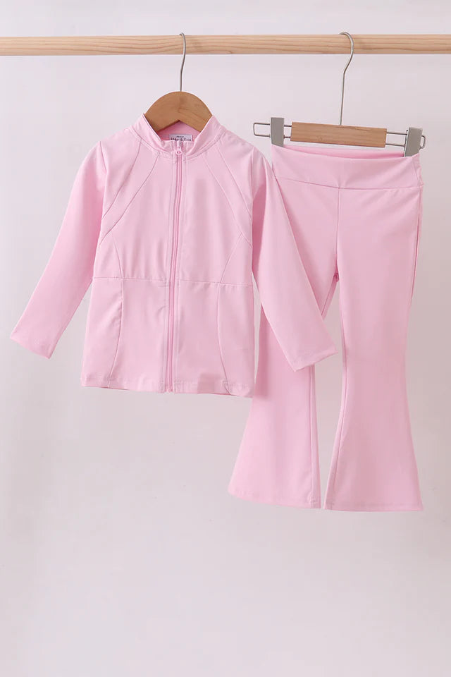 Pink active flare pants set