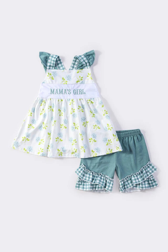 Teal Floral MAMA'S GIRL set