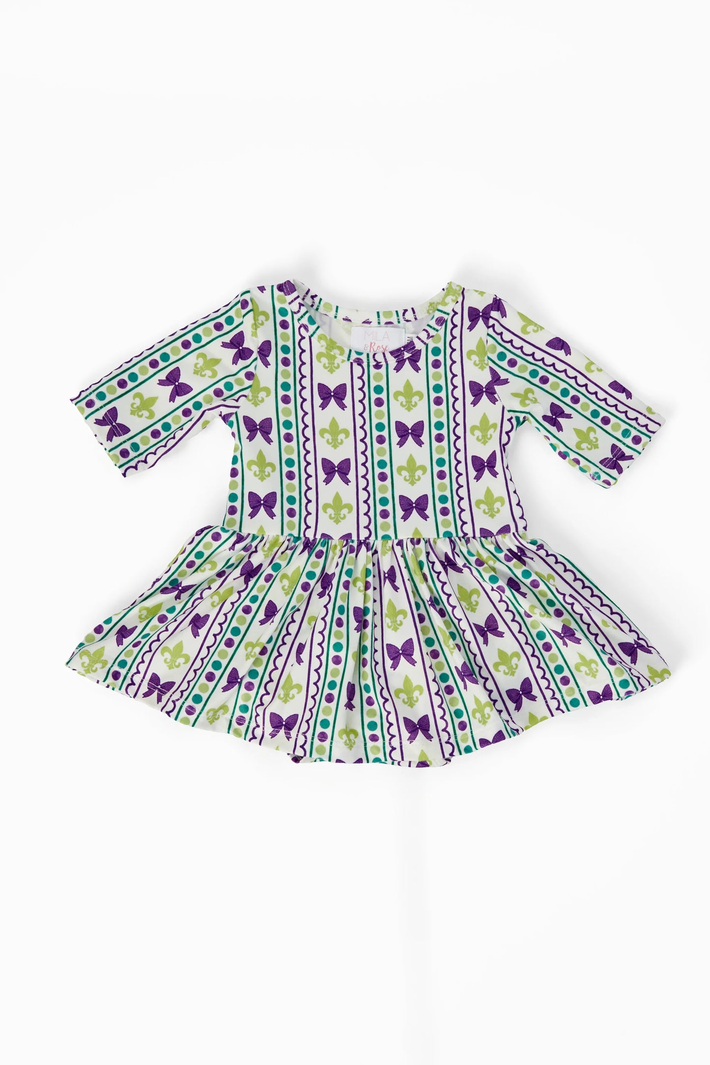 Mardi Gras 3/4 Sleeve Twirl Bodysuit