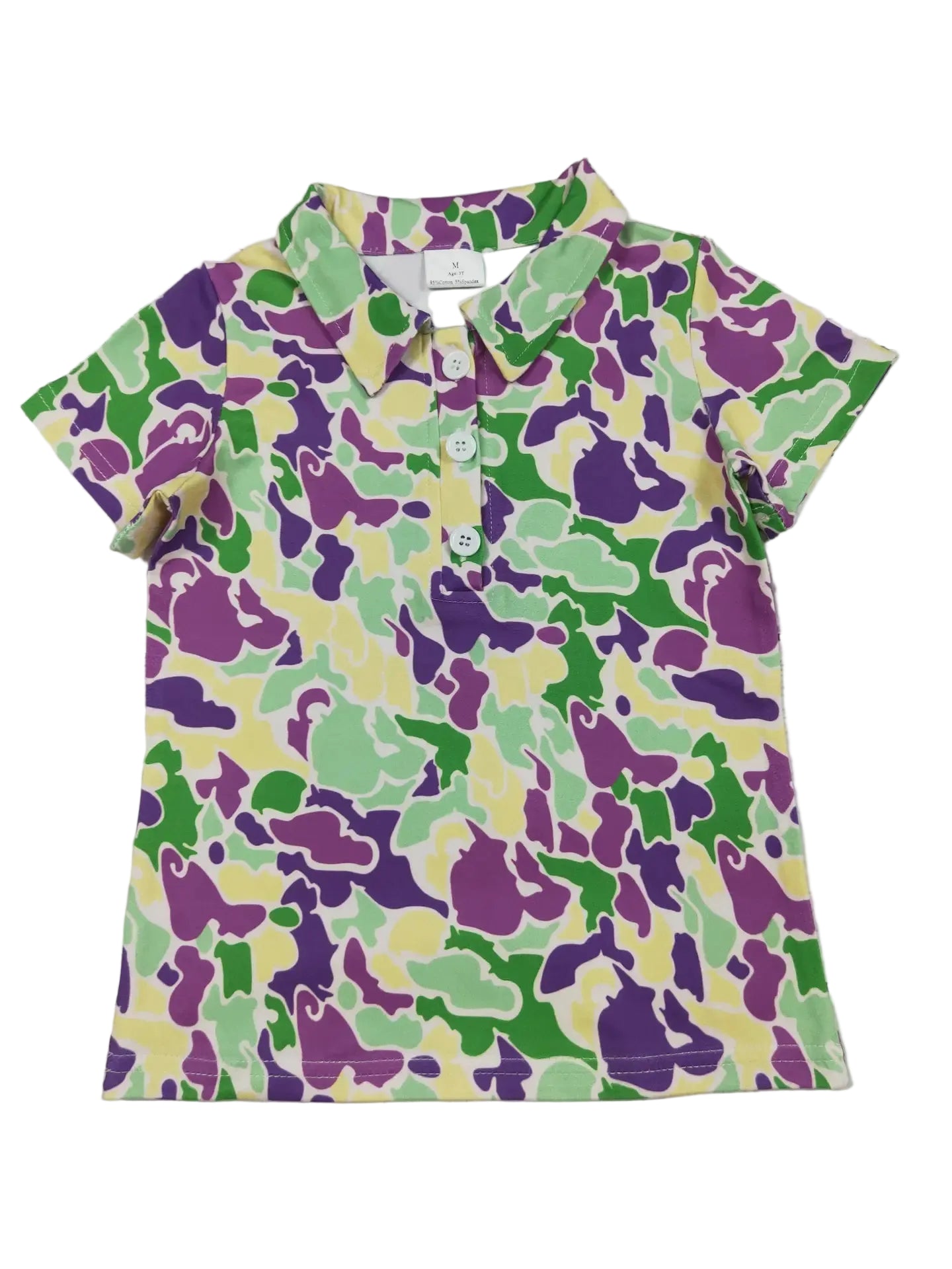 Mardi Gras Camo Collared Shirt