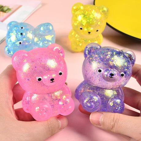 2.25" Glitter stress toys teddy bear