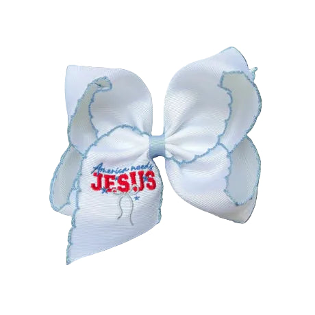 5" Embroidered America Needs Jesus Bow