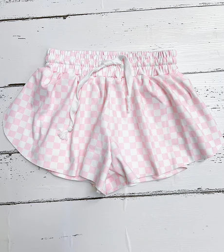 Lt. Pink & white checkered shorts