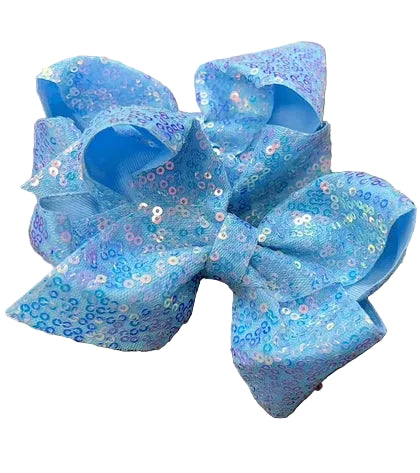 4.5" Holographic Blue Sequin Hair Bow