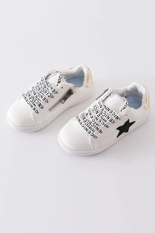 White w/ Black Star Sneaker