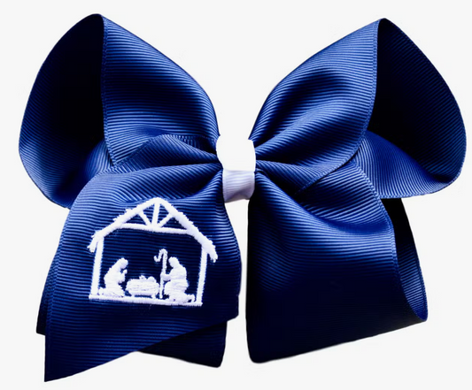 Nativity Embroidered Hair Bow