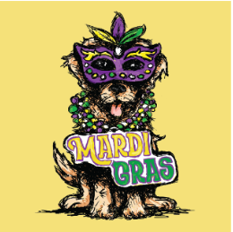 Mardi Gras Pup Short Sleeve Tee