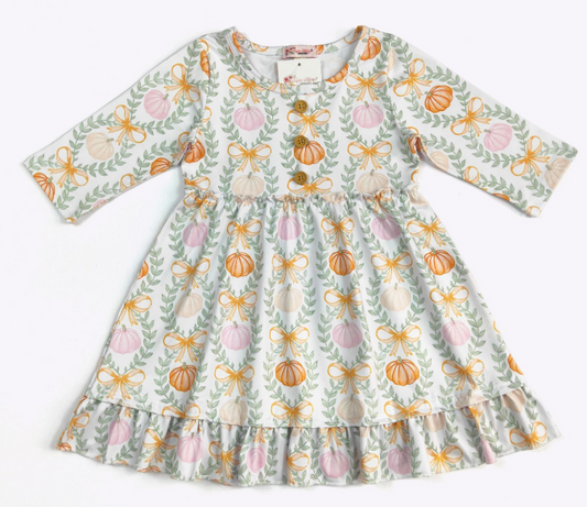 Pumpkin Coquette Girls Dress