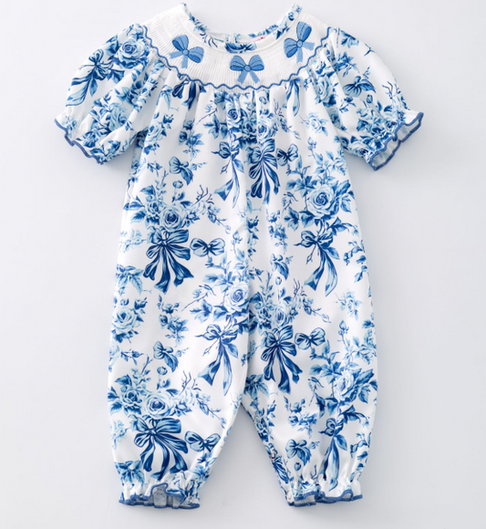 Oxford Waverly Smocked Baby Romper