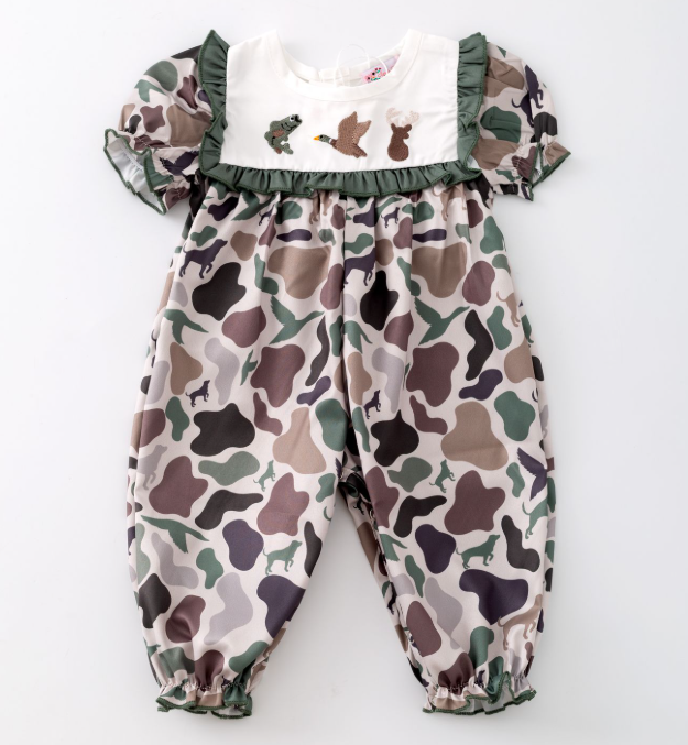 Camo Embroidery Baby Romper
