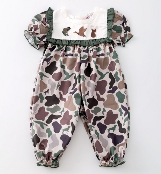 Camo Embroidery Baby Romper