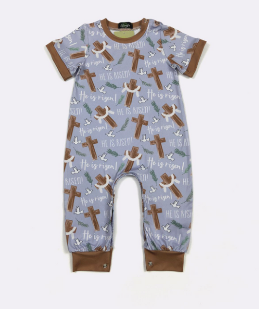 Faithful Cross Boy Romper