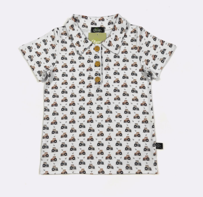 Tiny Tractor Boy Collar Shirt