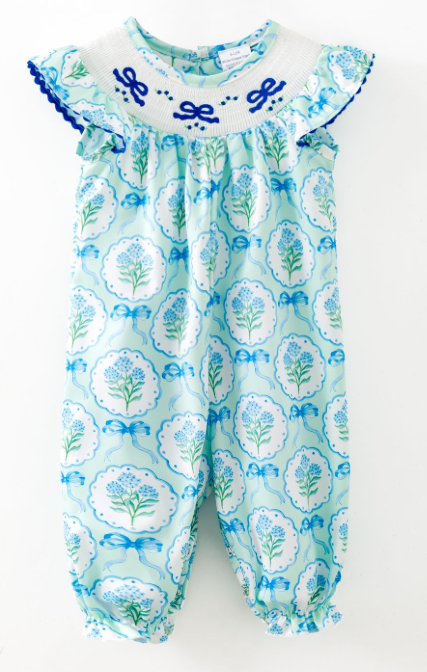 Hydrangea Smocked Baby Romper (runs small)