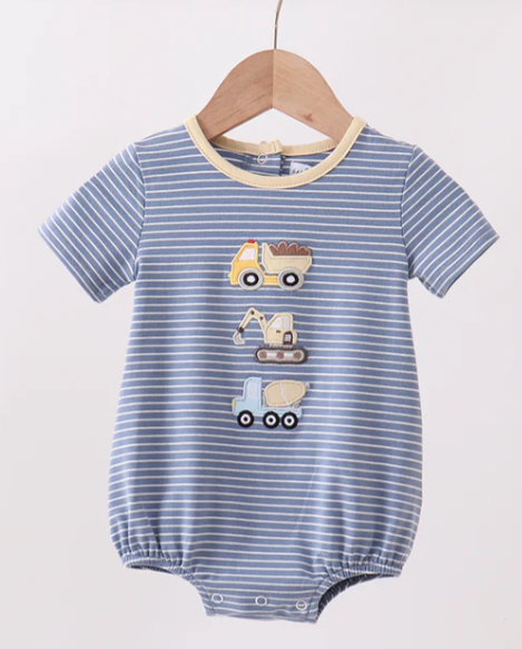 Blue stripe truck embroidery bubble