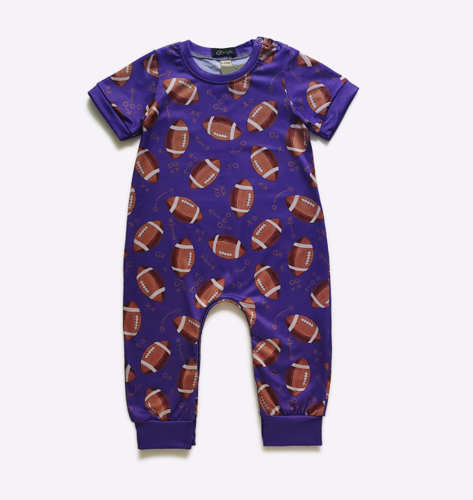 Purple Football Boy Romper