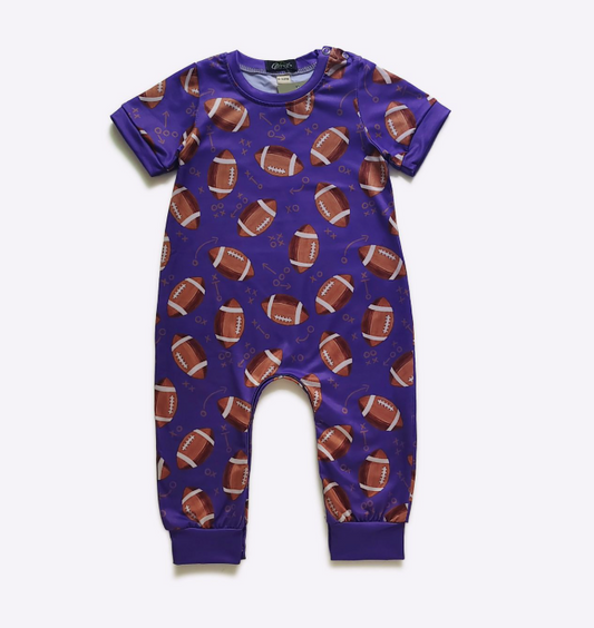 Purple Football Boy Romper