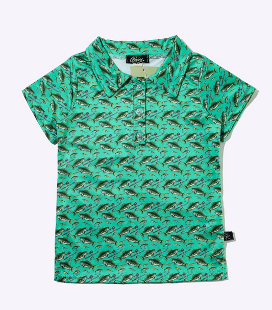 Reelin' in Green Collar Shirt