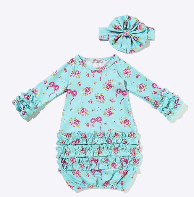 Aqua Pink Elegant Baby Gown