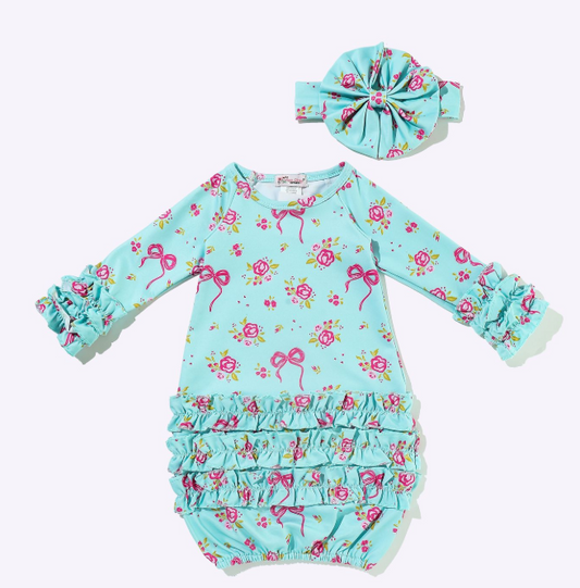 Aqua Pink Elegant Baby Gown