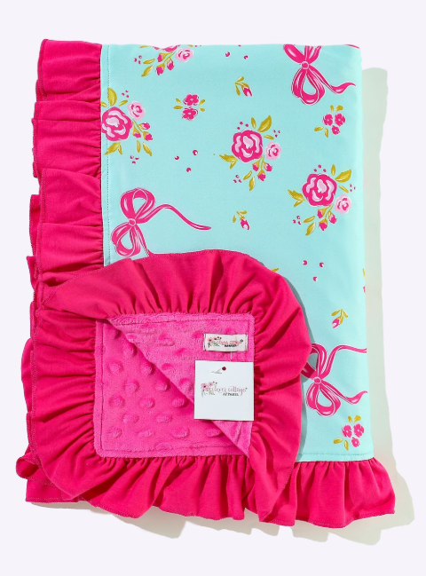 Aqua Pink Elegant Minky Blanket