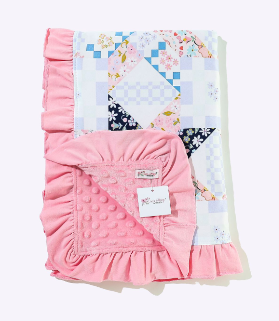 Blue Quilted Minky Blanket