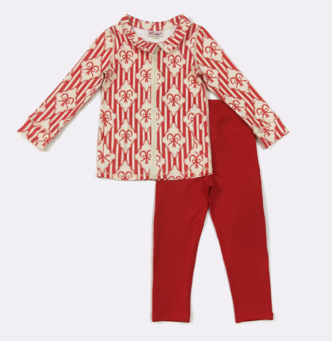 Candy Cane Stripes Athletic Girls Set