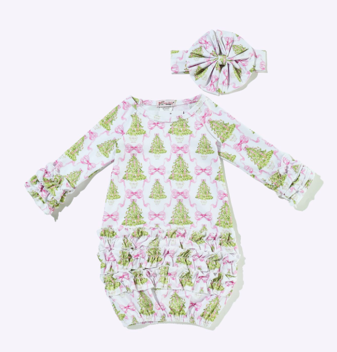 Pink Pine Trellis Baby Gown