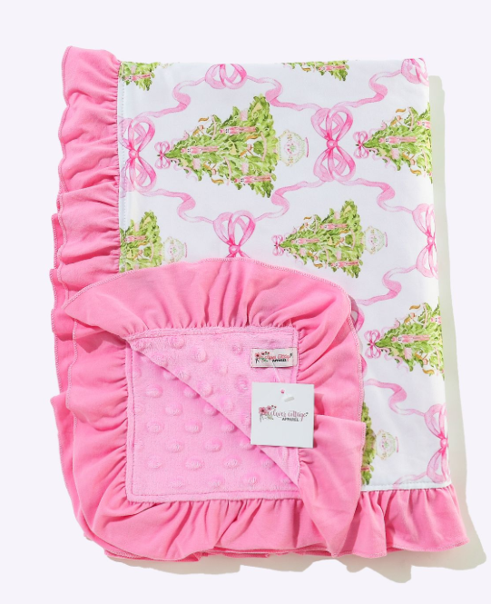 Pink Pine Trellis Minky Blanket