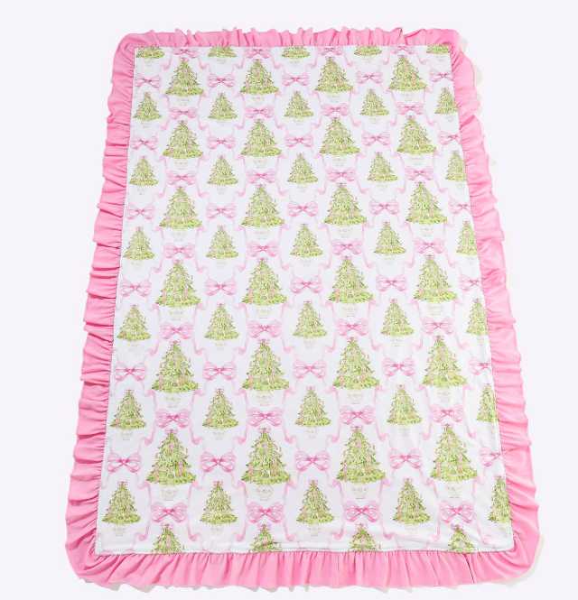 Pink Pine Trellis Minky Blanket