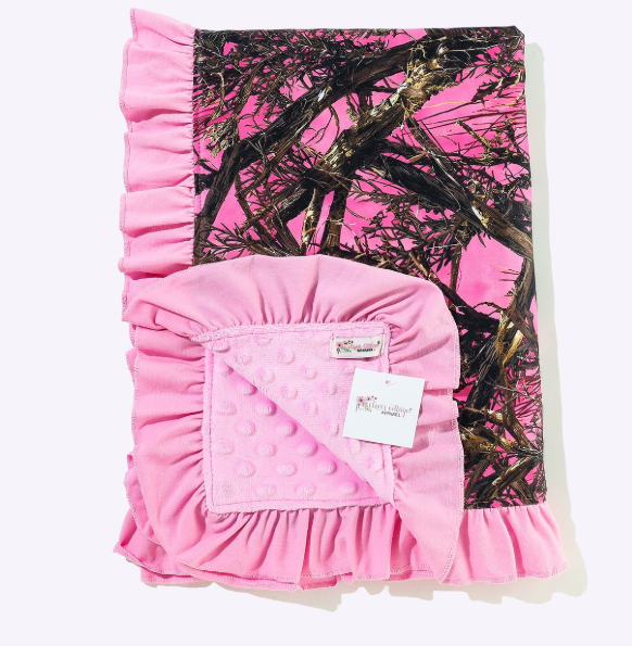 Pink Tree Camo Minky Blanket