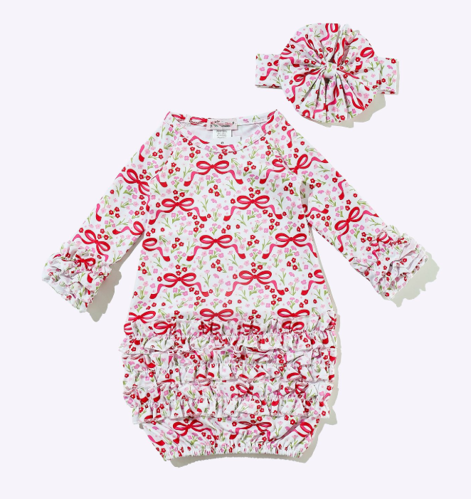 Red Ribbon Baby Gown