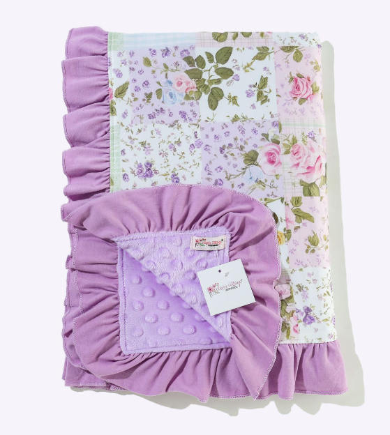 Green Leaf Patch Minky Blanket