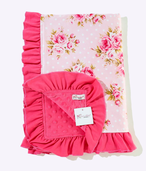 Polkadot Rose Minky Blanket