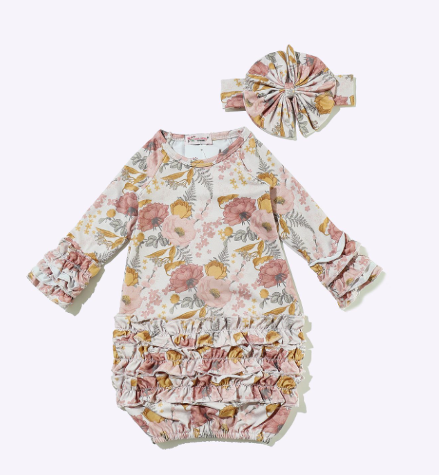 Rustic Floral Baby Gown