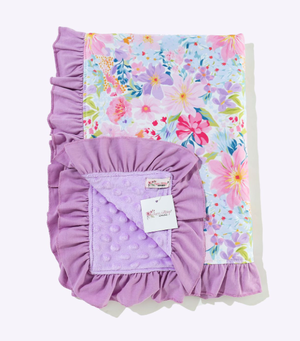 Violet Floral Minky Blanket