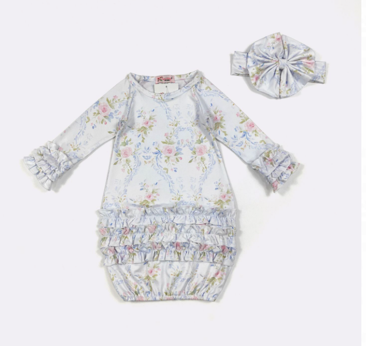 Whimsy Blues Baby Gown