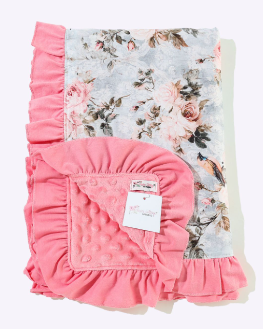 Greyscale Rose Minky Blanket