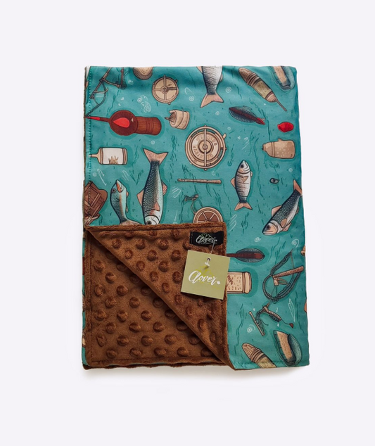 Old Timey Fishing Minky Blanket