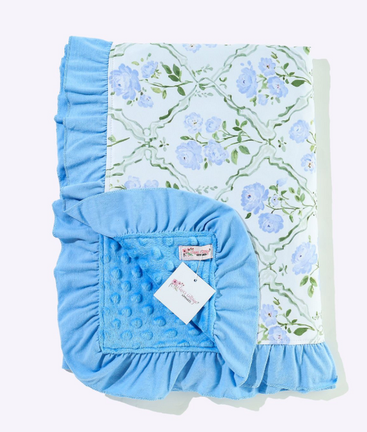 Sky Blue Trellis Minky Blanket